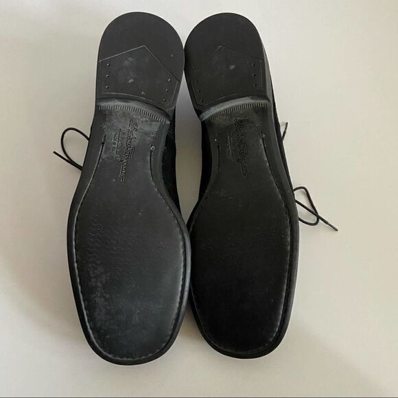 SALVATORE FERRAGAMO Sport Black Suede Oxfords Size 7.5 2A - Picture 5 of 6